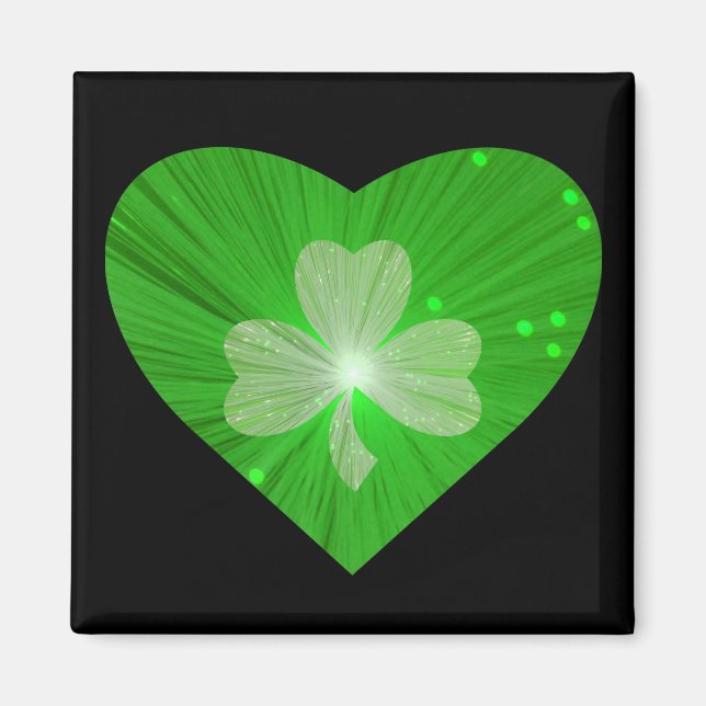 Shamrock Heart-kylskåp, svart Magnet (Framsidan)