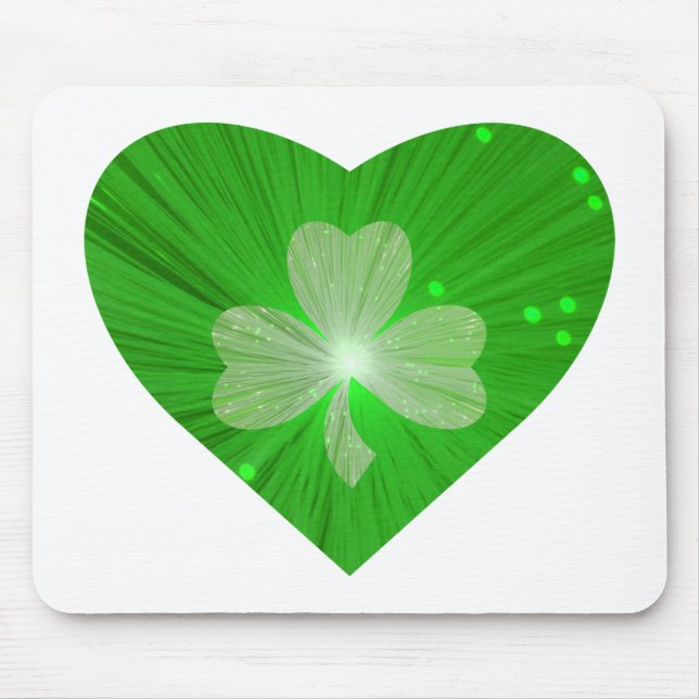 Shamrock Heart moussepad white Musmatta (Framsidan)