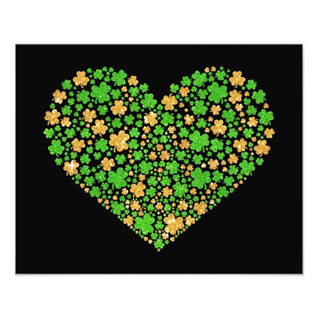 Shamrock Heart St patrick's day Fototryck (Framsidan)