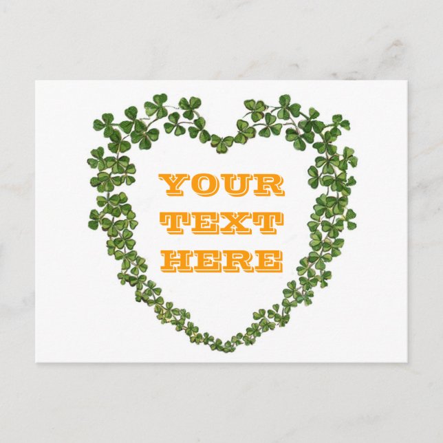 Shamrock Heart Vintage St. Patrick's Day Vykort (Framsida)