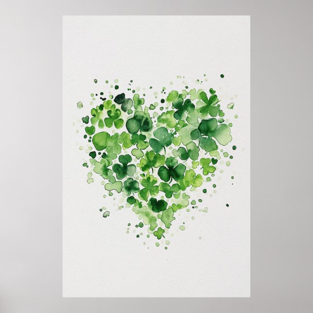 Shamrock Heart Watercolor Painting Poster (Framsidan)