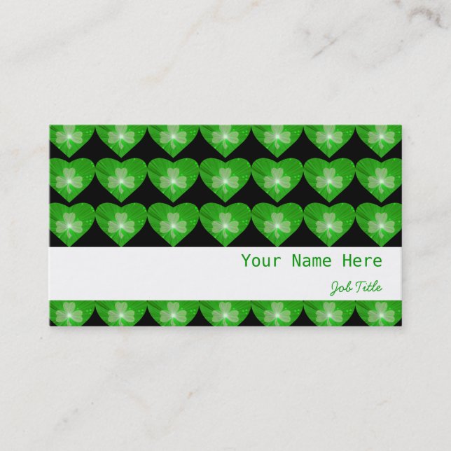 Shamrock Hearts Black white rand Visitkort (Framsida)