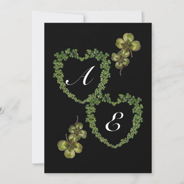 SHAMROCK HEARTS MONOGRAM Black Grönt Meddelande (Framsida)