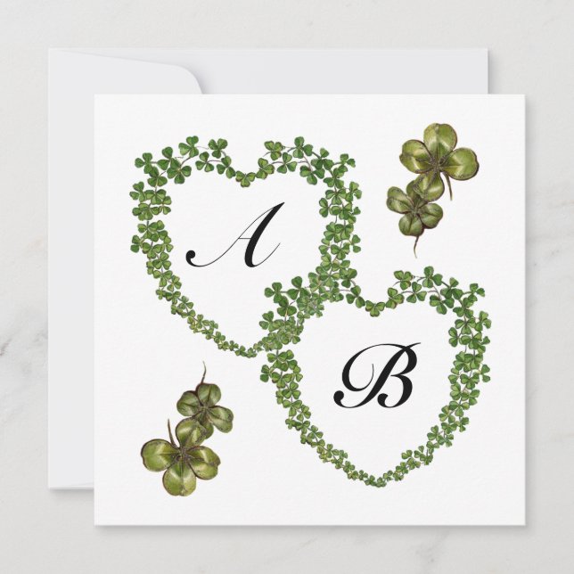 SHAMROCK HEARTS MONOGRAM grönt lila champagne Meddelande (Framsida)