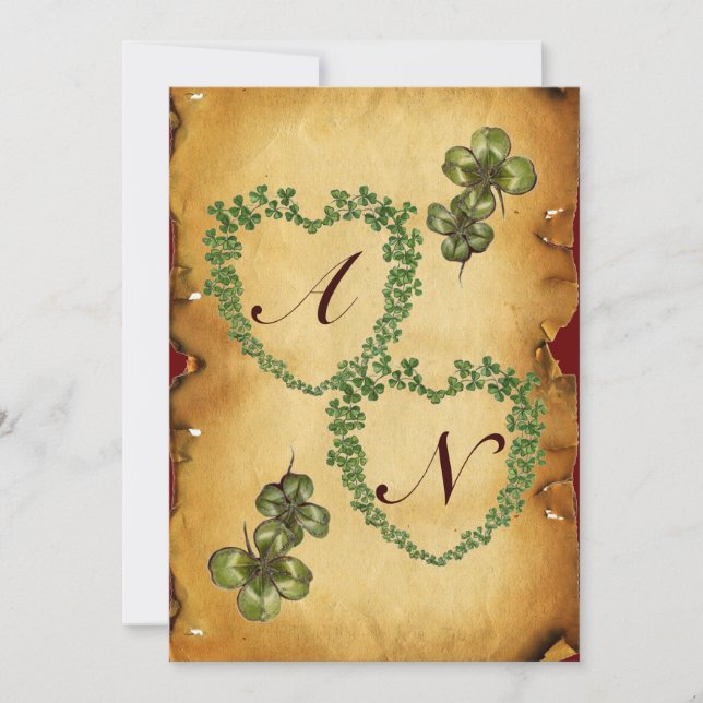 SHAMROCK HEARTS MONOGRAM PARCHMENT kändes Meddelande (Framsida)