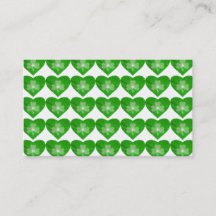 Shamrock Hearts White affärskort grönt back Visitkort