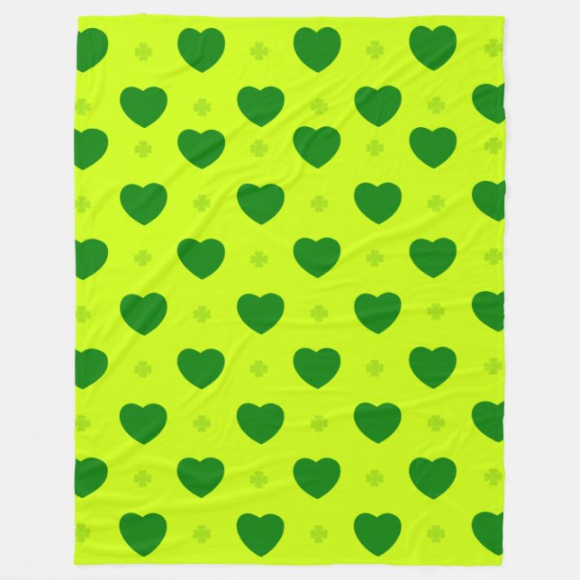 Shamrock Hjärtan Fleecefilt (Framsidan)