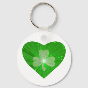 Shamrock-Hjärtnyckelring vit Nyckelring
