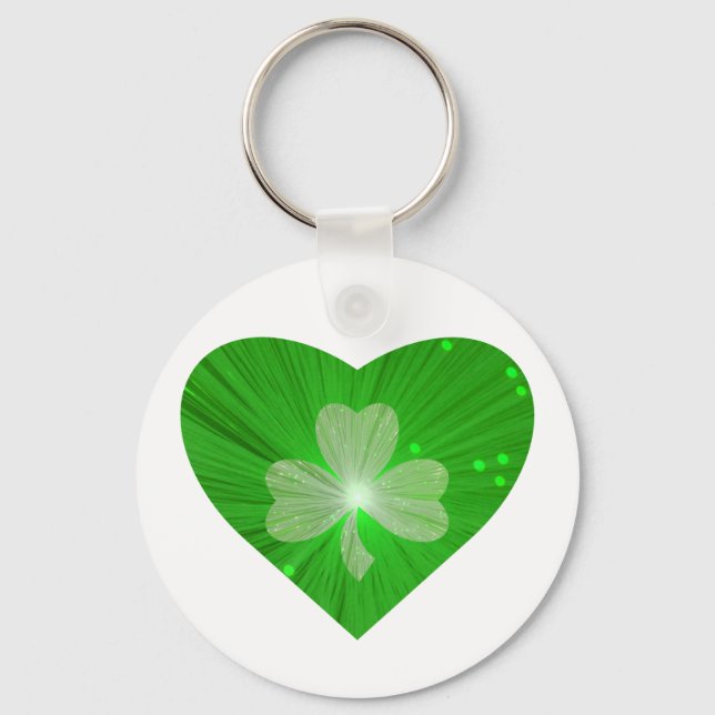 Shamrock-Hjärtnyckelring vit Nyckelring (Framsida)