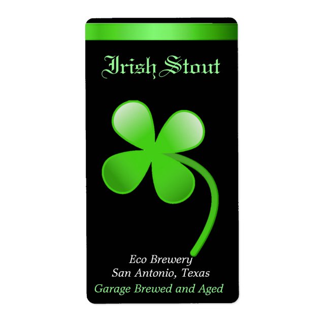 Shamrock Home Made Beer Labels Fraktsedel (Framsidan)