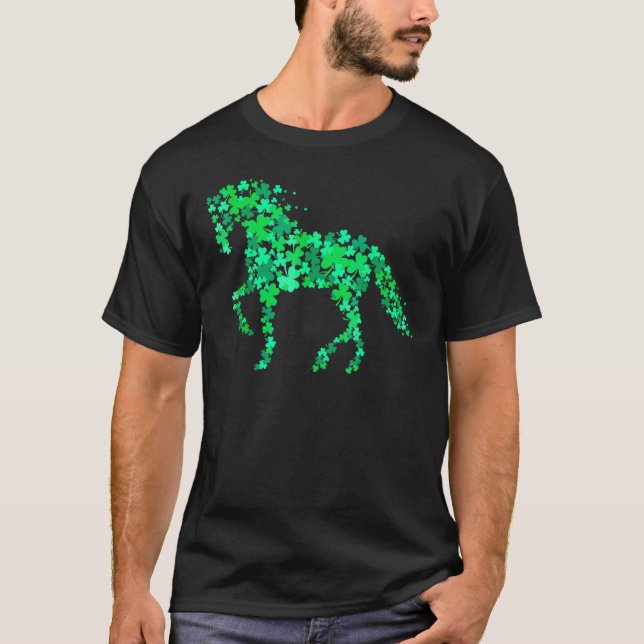 Shamrock Horse St. Patricks Day Horseshoe T Shirt (Framsida)