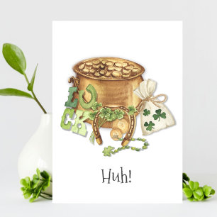 Shamrock Horseshoe Tur Funny St patricks day Card Meddelande