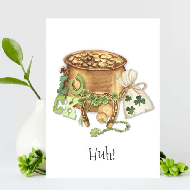 Shamrock Horseshoe Tur Funny St patricks day Card Meddelande (Skapare uppladdad)