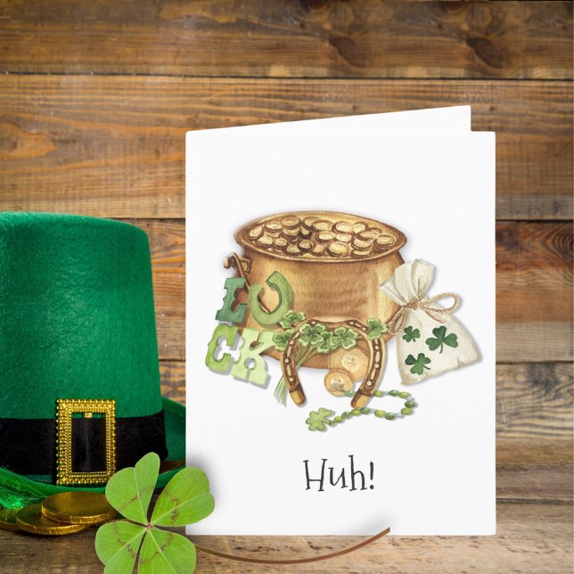 Shamrock Horseshoe Tur Funny St patricks day Card Meddelande (Skapare uppladdad)