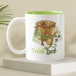 Shamrock Horseshoe Tur Funny St patricks day Två-Tonad Mugg