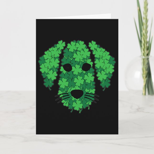 Shamrock Hund Ansikte St Patricks Dag Söt Valp Dog Kort (Framsida)