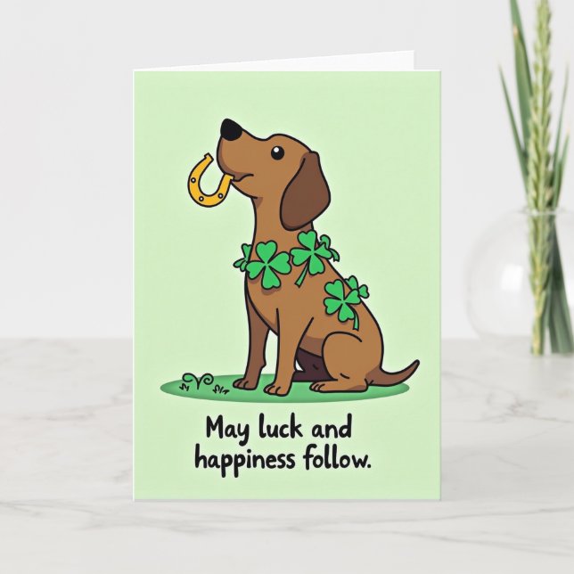 Shamrock Hund Lyckokort Kort (Framsida)