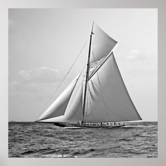 Shamrock II vid Yttre Mark 1901 BW Poster (Framsidan)