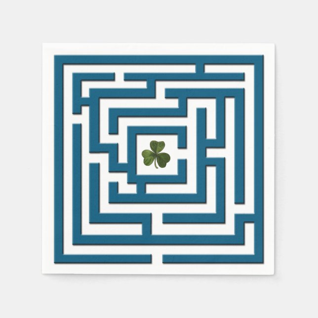 Shamrock in Blue Labyrint Challenge Pappersservett (Framsidan)