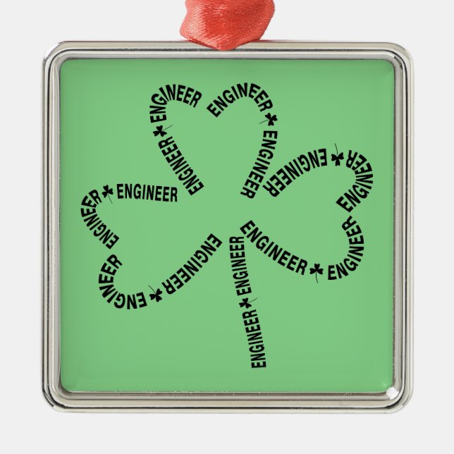 Shamrock Ingenjör Text Julgransprydnad Metall (Framsidan)