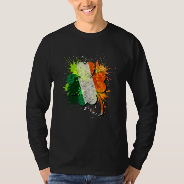Shamrock Ireland Flag Colors Abstract St Patricks  T Shirt (Framsida)