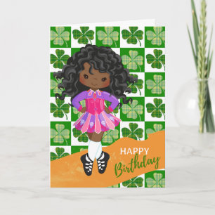 Shamrock Irish Dance Black Girl Birthday Kort