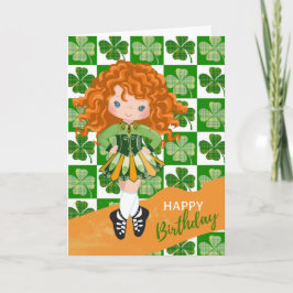 Shamrock Irish Dance Rödhårig Girl Birthday Kort