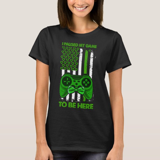 Shamrock Irish Flagga Gamer Video Game Controller  T Shirt (Framsida)