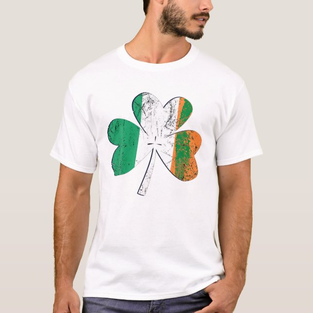 Shamrock Irish Flagga T Shirt (Framsida)
