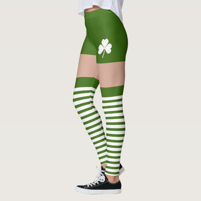 Shamrock Irish Grönt St patricks day Novelty Rolig Leggings (Vänster)