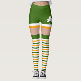 Shamrock Irish Grönt White Orange St patricks day Leggings