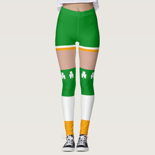 Shamrock Irish St patricks day Novelty Roligt Leggings (Framsida)