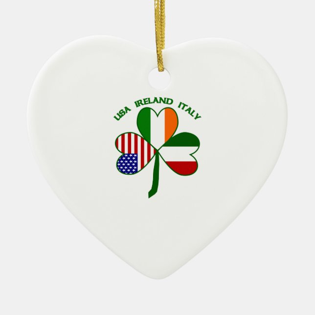Shamrock Italien USA Irish Irish Julgransprydnad Keramik (Framsidan)