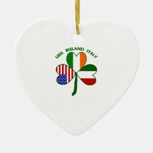 Shamrock Italien USA Irländska Julgransprydnad Keramik