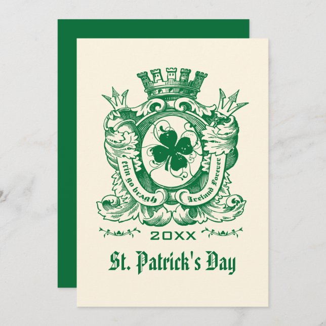 Shamrock Jackar om Arm St. Patrick Day Party Inbjudningar (Fram/baksida)