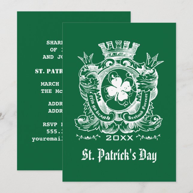Shamrock Jackar om Arm St. Patrick Day Party Inbjudningar (Fram/baksida)