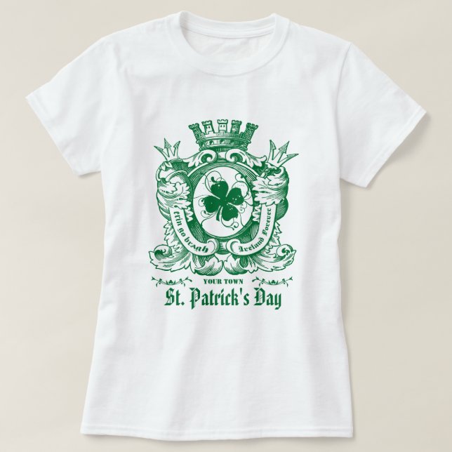Shamrock Jackar om Arm Vapensköld St. Patrick's Da Tee Shirt (Design framsida)
