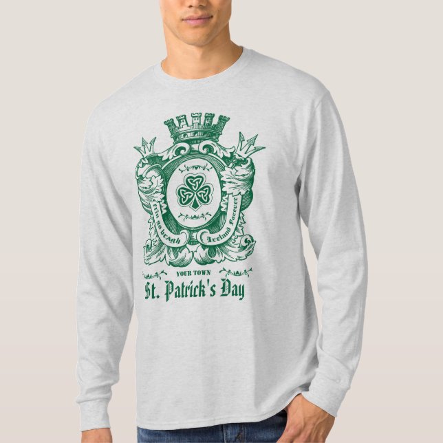 Shamrock Jackar om Arm Vapensköld St.Patrick's Day T Shirt (Framsida)