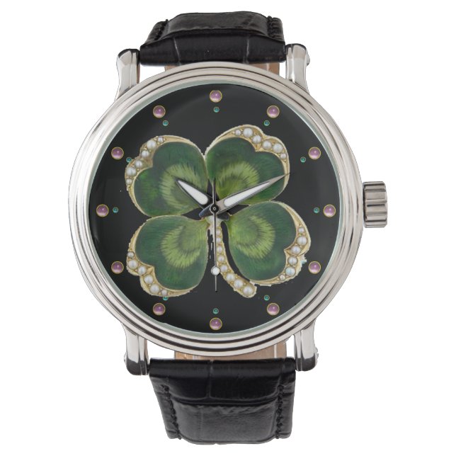 Shamrock Jewel guld med pärlor Armbandsur (Framsida)