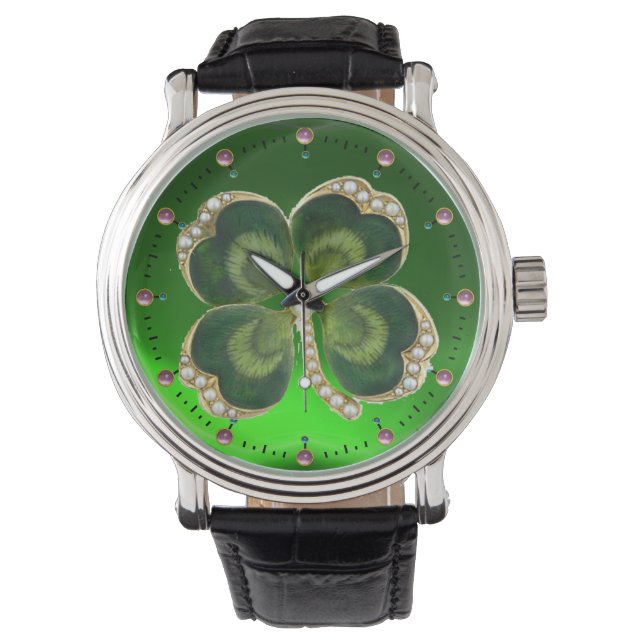Shamrock Jewel guld med pärlor Armbandsur (Framsida)