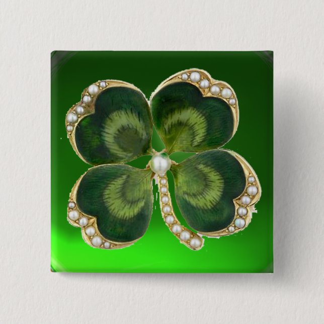Shamrock Jewel guld med pärlor Knapp (Framsida)