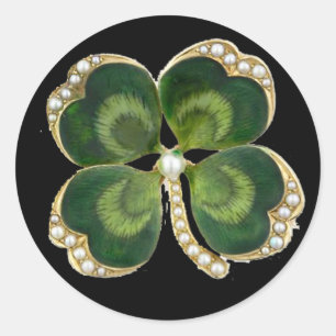 Shamrock Jewel guld med pärlor Runt Klistermärke