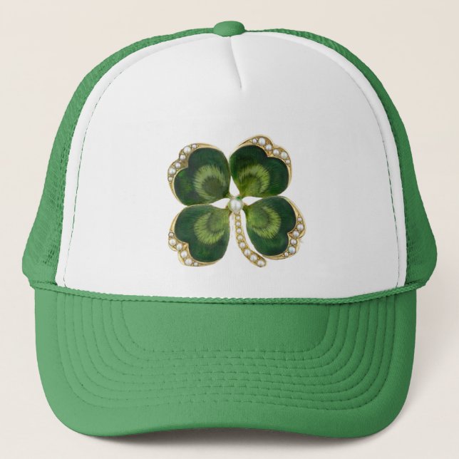 Shamrock Jewel guld med pärlor Truckerkeps (Framsida)