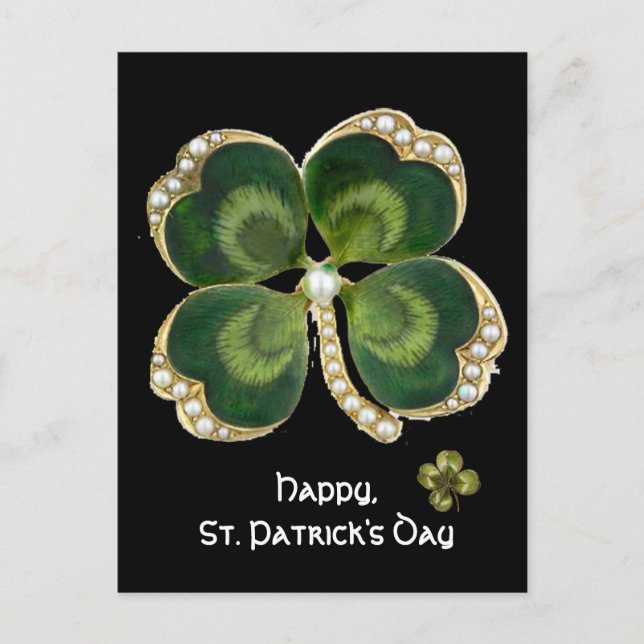 Shamrock Jewel guld med pärlor Vykort (Framsida)