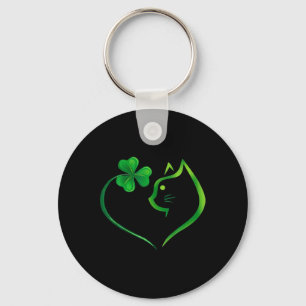 Shamrock Katt Hjärta St Patricks Dag Kattälskare K Nyckelring