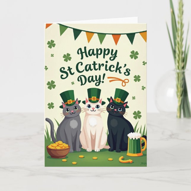 Shamrock Katter Mönsterkort Kort (Framsida)