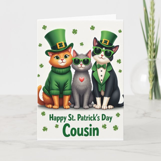 Shamrock Katter St Patricks-kort Kort (Framsida)