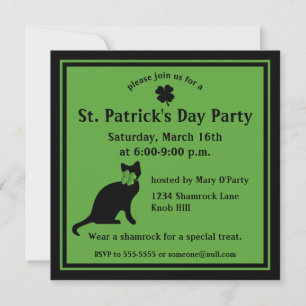 Shamrock Kattunge St. Patrick's Day-inbjudan Inbjudningar