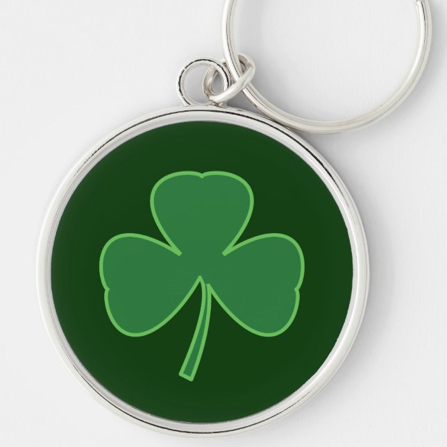 Shamrock Keychain Rund Silverfärgad Nyckelring (Framsidan)
