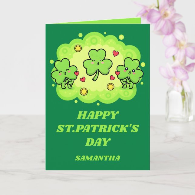 Shamrock Kisses St. Patrick’s Day Card Kort (Orkide)